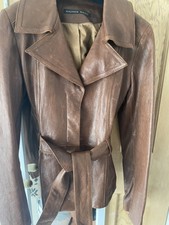 Brown Cappuccino Leather Jacket Women Med Andrew Marc New York