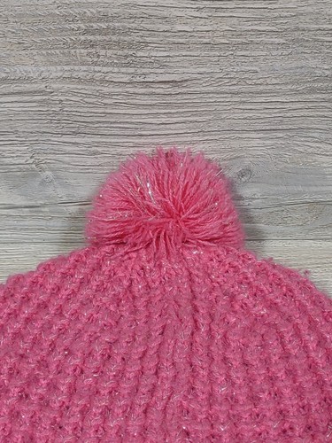 Nike Beanie Pom Pom Girls Size 7 -16 Pink with Silver Winter Hat - Picture 10 of 12