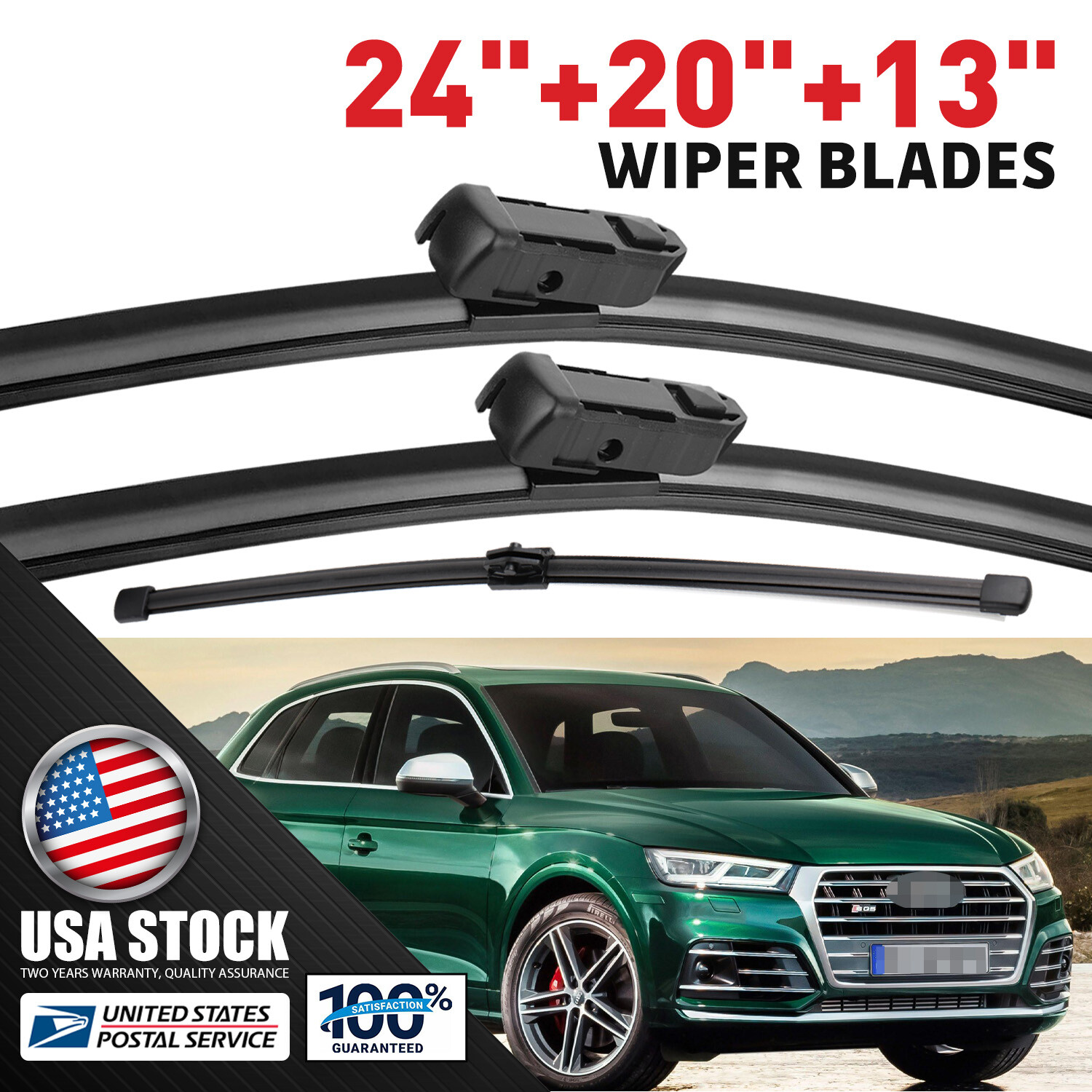 3-Piece Direct Connect OEM Wiper Blades Kit - 24 20 13 Inch Front & Rear