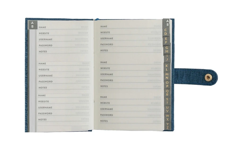 Libro de contraseñas Martha Stewart, 4" x 5,5", regla, 72 hojas, azul marino (MS110H) Foto 3 de 4