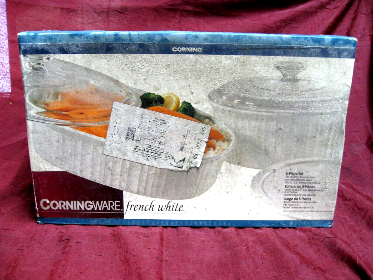 Corning Ware French White 5-Piece Set 6018698 quart round&oval