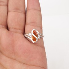 Citrine Gemstone 925 Sterling Silver Designer Zircon Jewelry Ring For Girlfriend