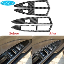 4Pcs Window Lift Switch Panel Trim For Ford Fusion Mondeo 2018-19 Carbon Fiber