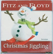 FITZ & FLOYD 2005  "CHRISTMAS JIGGLING" SERIES SNOWMAN ITEM #2041/127 NEW IN BOX