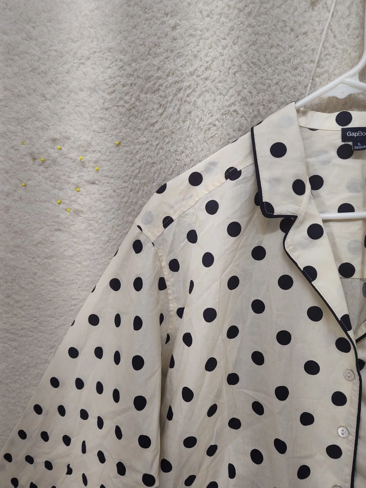 Pijama de mujer Gap Body grande negro a lunares 100 % algodón manga larga Foto 2 de 4