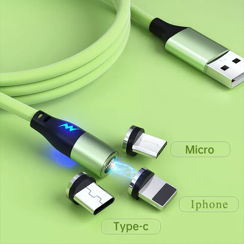 Câble de Chargeur Magnétique, 1m 3 en 1- Micro USB, Type C,IP Adaptateur