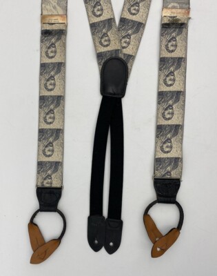 Cole Haan Braces Suspenders Black Tan Straps Vincent Van Gogh Brown Button Tabs