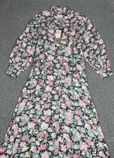 Joanie Dion Long Black Floral Collar Dress Size 18