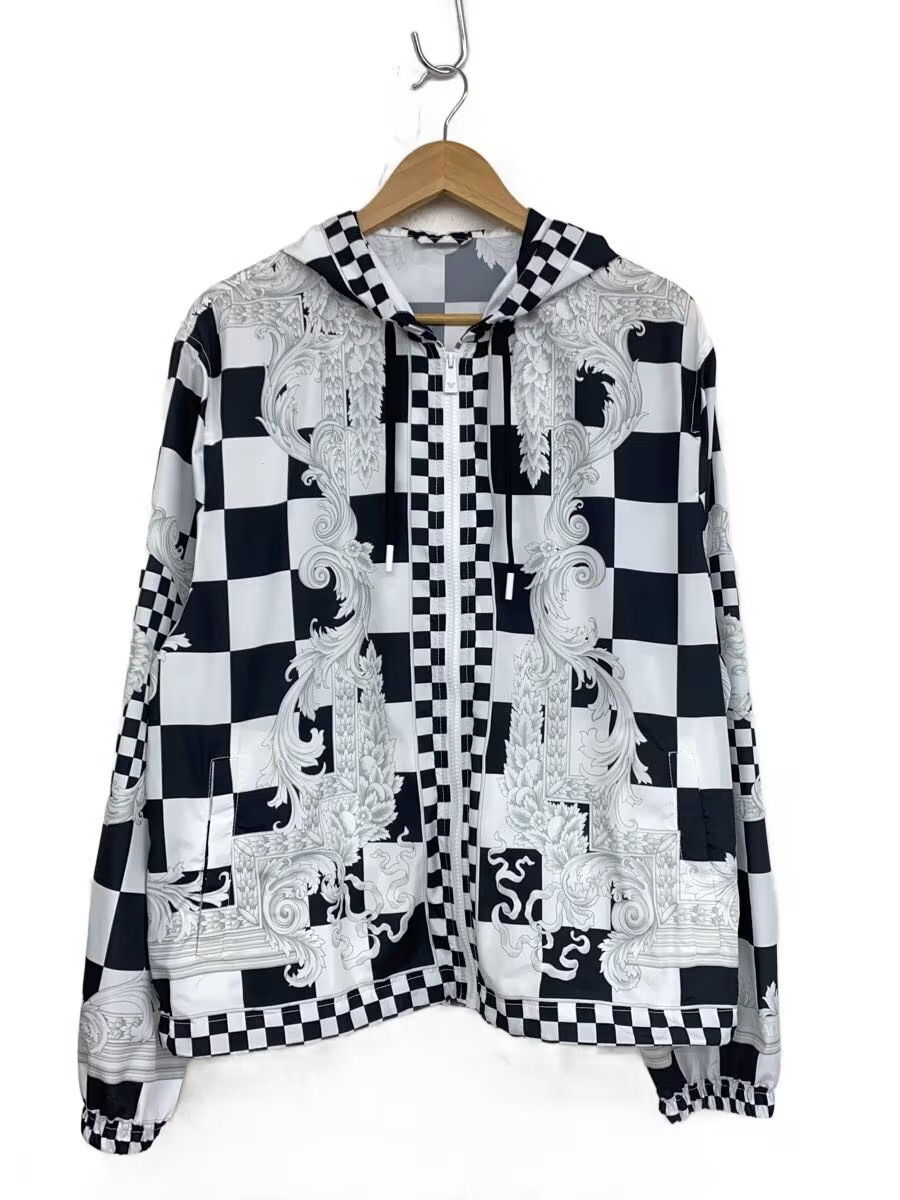 Versace nylon jacket 48 polyester white allover p… - image 1