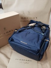 Burberry Women s Rucksack Nylon Backpack Navy Blue w/ Gold Hardware, Drawstring