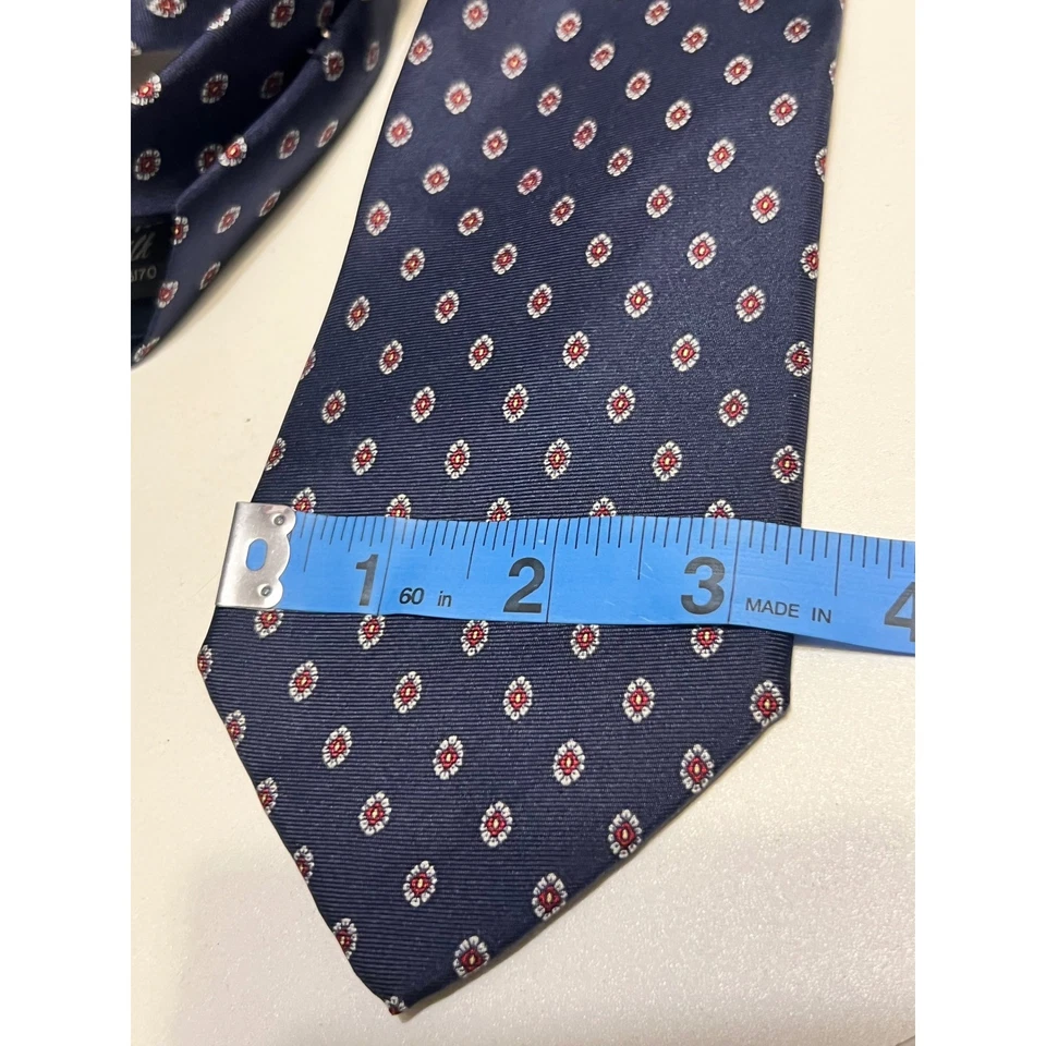 Corbata medallón Oleg Cassini 100 % seda azul marino 58x3 clásica vintage para hombre Foto 3 de 4