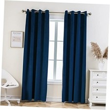 Velvet Curtains 2 Panels Heavy Blackout 52"W x 84"L Pack of 2 Dark Blue
