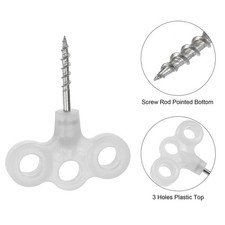 10Pcs Tent Stakes 3 Holes Glow in the Dark Screw Spikes Camping Pegs White