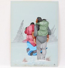 Lee Joshua dipinto originale a guazzo famiglia nativa americana sulle tracce delle lacrime