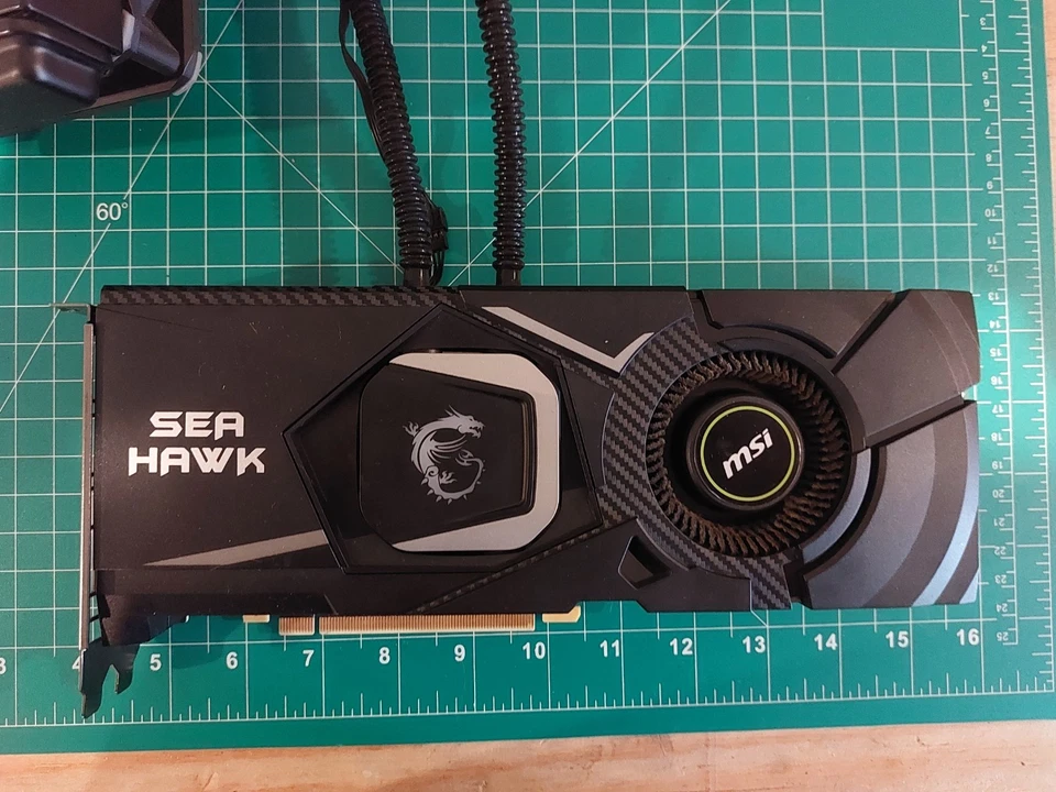 USED MSI GeForce RTX 2080 Ti Sea Hawk 11GB GDDR6 Water Cooled GPU PCIe x16 - Image 2 of 4