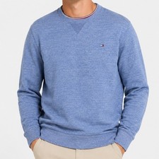 Tommy Hilfiger Crewneck Sweatshirt Mens Blue Heather Fleece XM05941 L NEW
