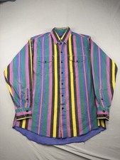 Vintage Wrangler Brushpopper Shirt 16.5 35 Western Striped Cowboy 90s X long