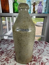 A+ Antique Primitive Salt Glazed Stoneware "HEARD & CO." Bottle Bar Crock