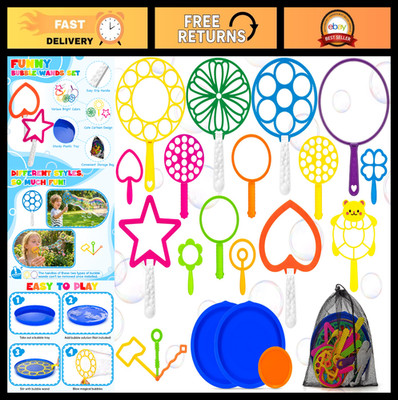 19Pcs Giant Bubble Wands Set for Kids & Adults, Large Bubble Makers with Tray, S