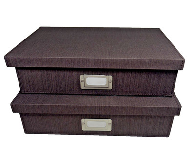 The Container Store Set of 2 Bigso Expresso Brown Stockholm Office Storage Boxes