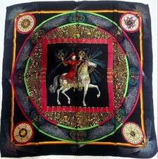 HERMES Feux d Artifice 90 Silk Carre Scarf Rare Vintage Fashion Accessory