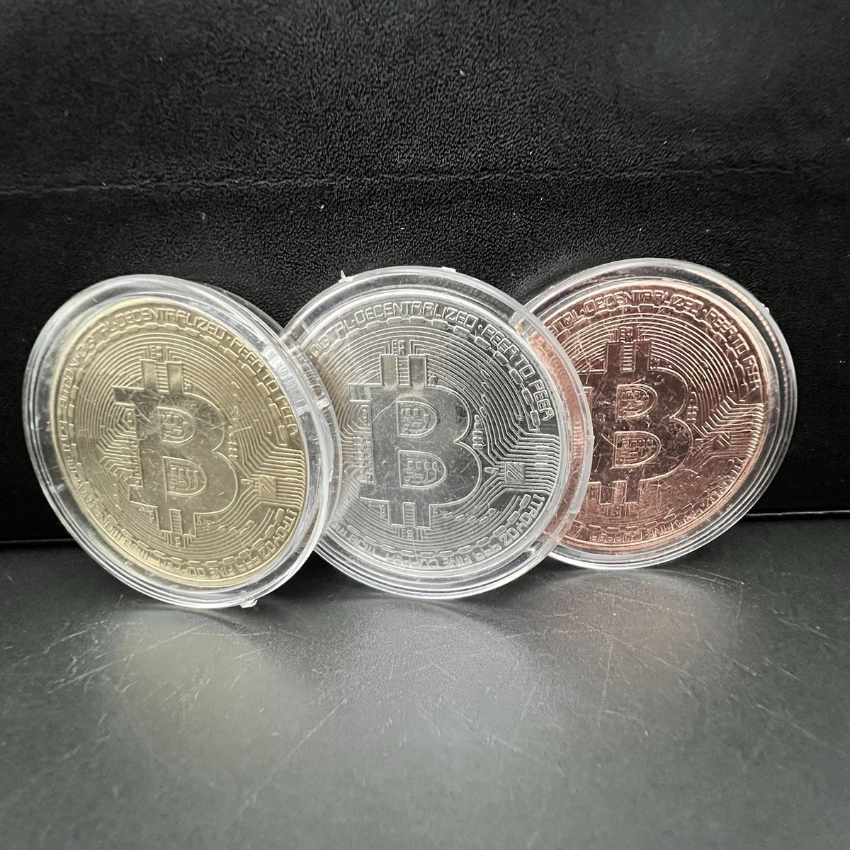 Set of Three Physical Bitcoin Tokens - Gold Silver Copper - MJB Monetary  Metals | eBay