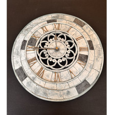 Traditional Metal Hanging Wall Clock Gray Rom...