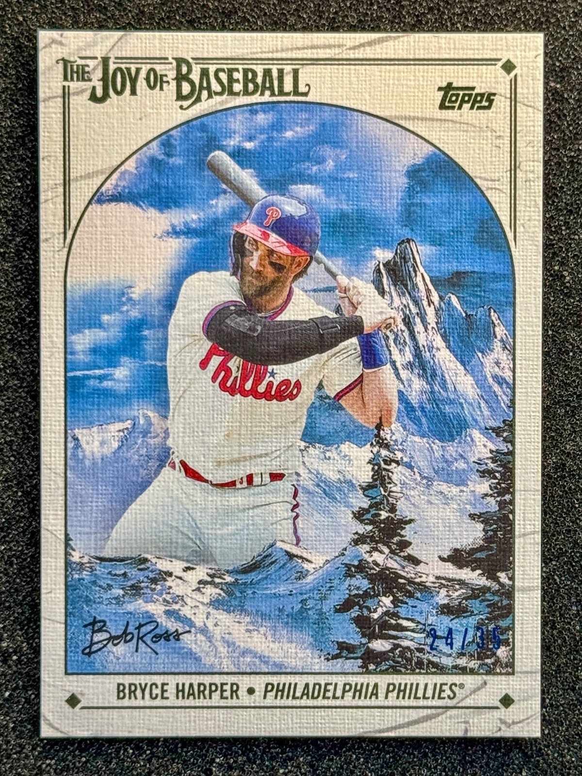 2023 Topps X Bob Ross The Joy of Baseball - Bryce Harper #58 Titanium White /35