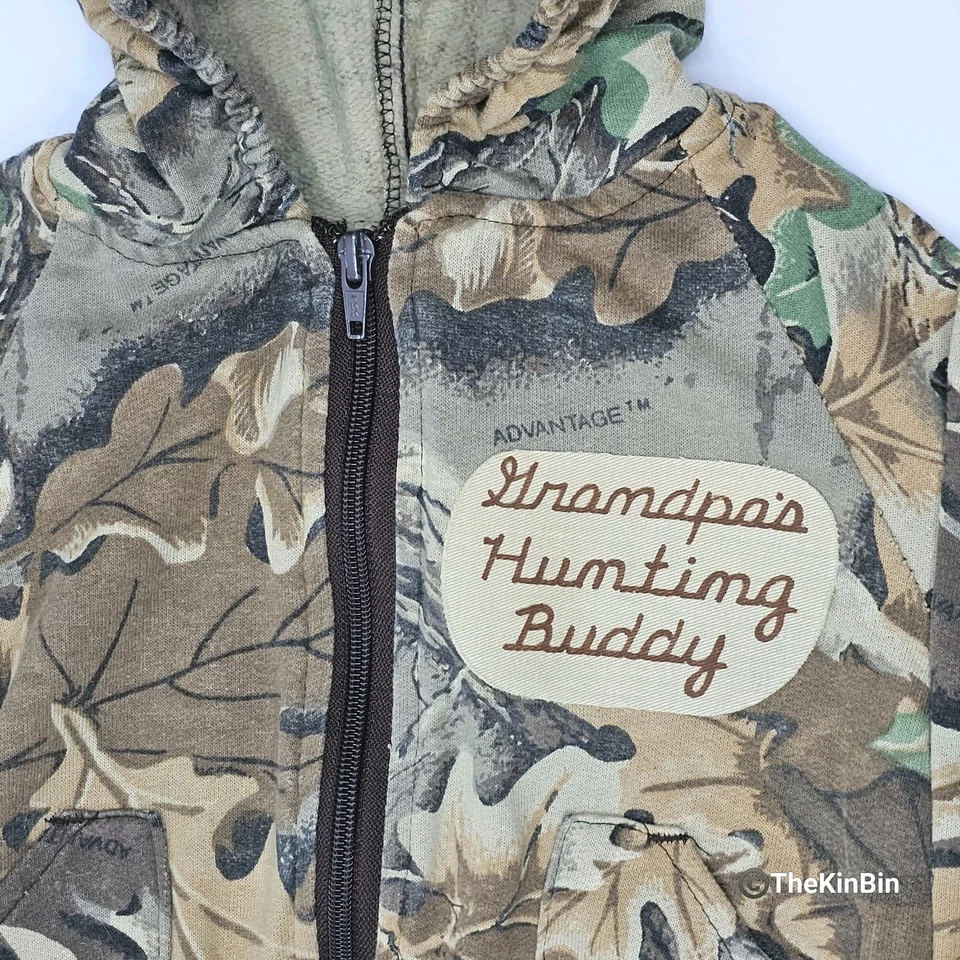 Vtg Realtree Advantage tm Childs Grandpas Hunting Buddy Camo Full Zip Hoodie 3T? - Image 2 of 4