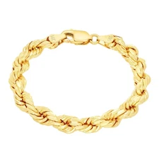14K Yellow Gold 1.5mm-10mm Solid Diamond Cut Rope Chain Bracelet 7" 7.5" 8" 9"