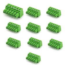10 PCS 6 Pin 3.5mm Pitch PCB Screw Terminal Block, Male Plug, 28-16AWG, 6 Pole