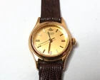 VTG JAPAN QUARZ WOMEN SEIKO GOLD TONE WRISTWATCH RUNS W/ FRESH BATTERY 20MM