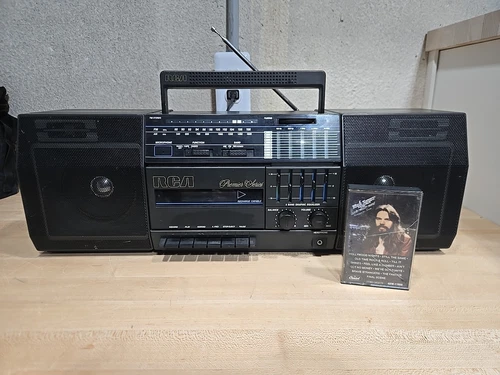 VINTAGE RCA Portable Cassette Stereo Radio RP-7821B Detachable Speakers Tested