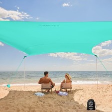 Beach Tent Sun Shelter - Easy Setup Beach Canopy with 4 Sturdy Poles, Large
