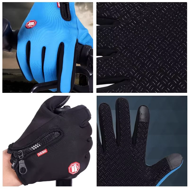 Luvas de inverno touchscreen masculinas femininas quentes à prova de vento ciclismo condução antiderrapante - Imagem 4 de 4