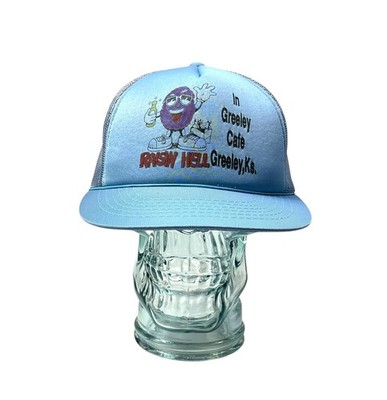 Vintage Greeley Cafe Greeley Kansas Raisin Hell Snapback Trucker Light Blue Cap