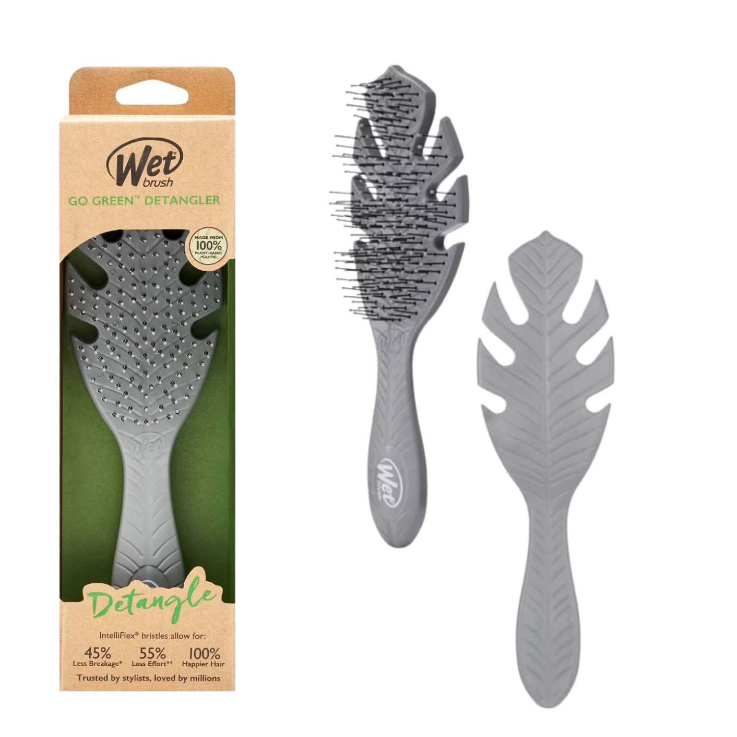 Wet Brush Go Green Detangler Hair Brush with IntelliFlex Bristles Grey