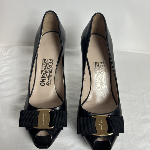 Salvatore Ferragamo Bow Open Toe Pumps Sz 6 - Bild 1 von 14