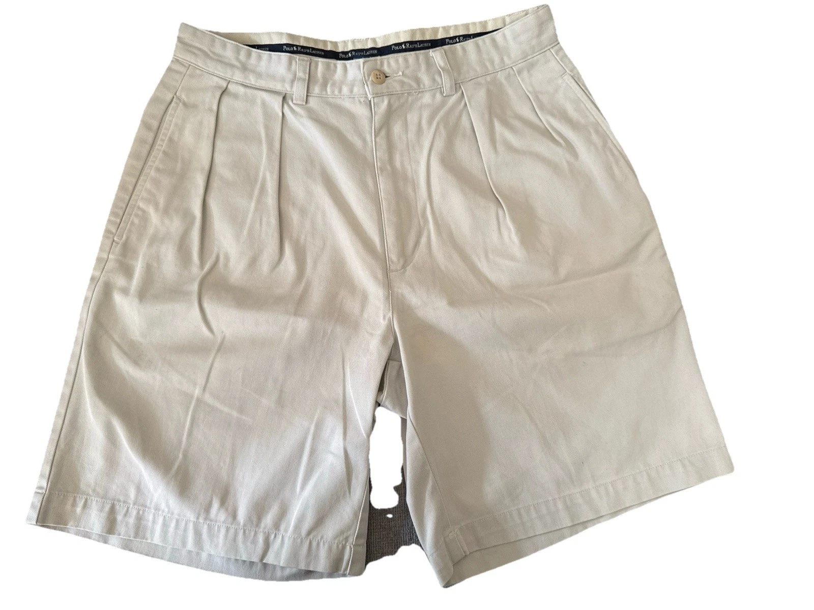 Polo Ralph Lauren chino shorts mens 33 khaki beige 9 inch inseam cotton