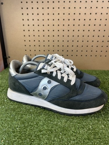 Size 9.5 - Saucony Jazz 81 Navy Silver Mens Casual Shoes Sneakers Suede