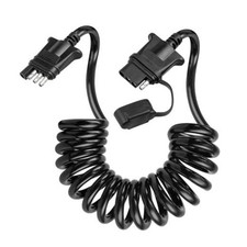 4 Pin Trailer Extension Coiled Cable 7.5FT, Vehicle Side and Trailer Side 4