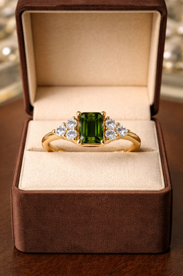 1.30 Ct Emerald Cut Natural Emerald Diamond Wedding Ring 14K Yellow Gold Size 7
