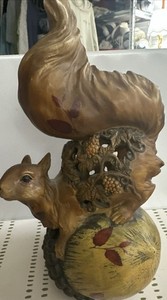 Vintage RARE Porcelain Squirrel Figurine 10’x5” Animal Decor