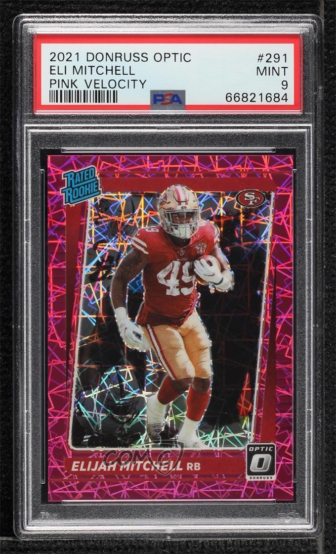 2021 Donruss Optic Pink Velocity Prizm 69/79 Elijah Mitchell #291 Rookie RC 14do