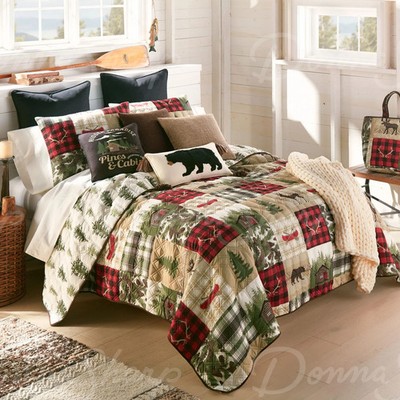 CABIN LODGE RUSTIC PATCHWORK-LOOK REVERSIBLE QUILTED COLLECTION | Cedar Lodge