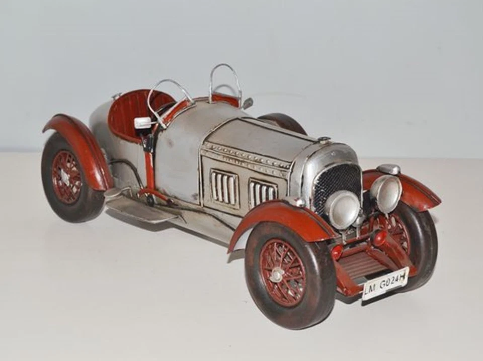 Auto Di Latta Nostalgia Modello Auto D'Epoca Marca Bentley 1927 Roadster L 33 Cm - Immagine 2 di 4