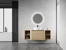 54'' Wall-Mounted Bathroom Vanity With Ceramic Art Sink, and 2-Storage Shelves,