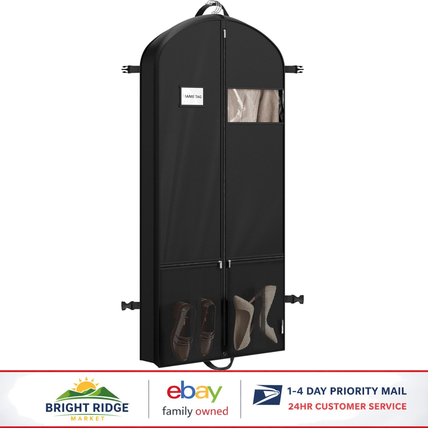 Lightweight Travel Garment Bag with Large Accessory Pockets 