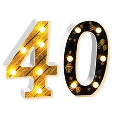 40th Birthday Table Decoration LED Birthday Centerpieces Light up 40 Number 40