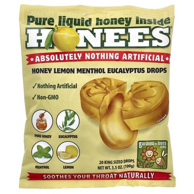 Honey Lemon Menthol Eucalyptus Cough Drops, 20 King Sized Drops, 3.5 oz (100 g)